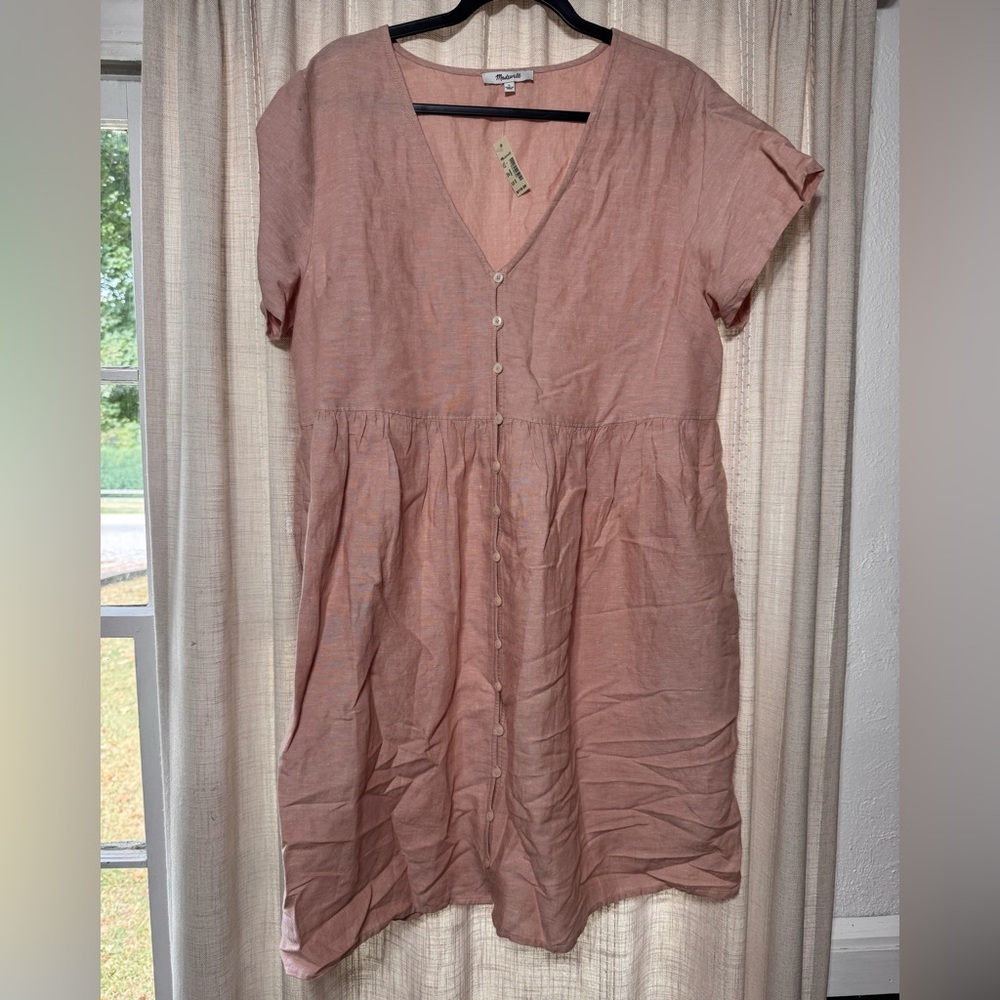 Madewell Blush Button-Front Mini Dress